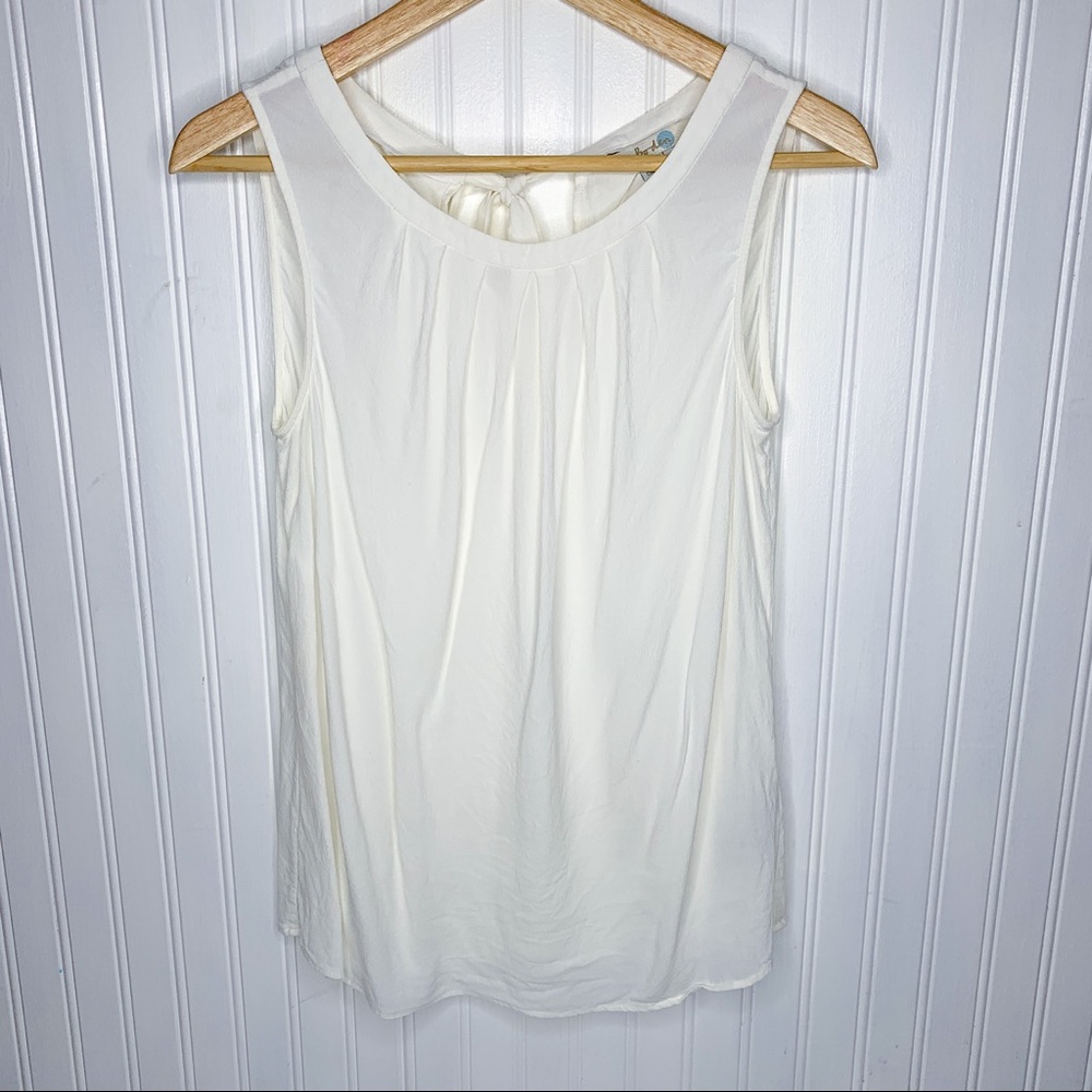 Boden Pleated Neck Back Tie Sleeveless Shell